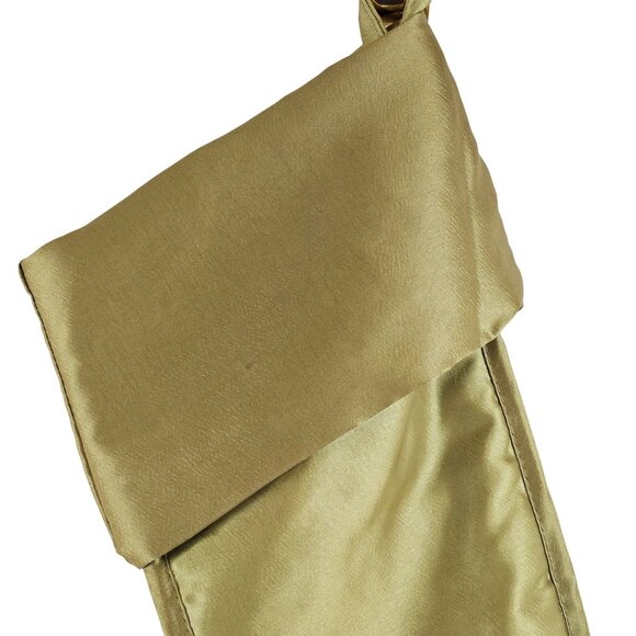 Embroidered Christmas Stocking Green Satin Ornament Design 20 in Vintage - Picture 5 of 10